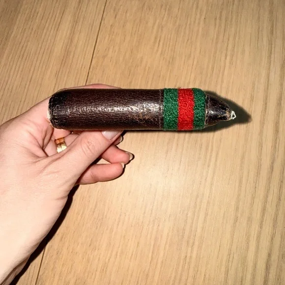 Gucci Mens Brown Leather Bifold Wallet with Green and Red Stripe - Picture 3 of 13